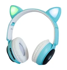 Бездротові навушники "Кошичі вушка" CatEar ST77M з підсвіткою RGB Bluetooth MP3 плеєр Blue