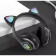 Бездротові дитячі Bluetooth-навушники з вушками та підсвіткою Cat-23M Чорний