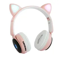 Детские наушники без проводов "Wireless earphone ST77M" Розовые, bluetooth наушники с кошачьими ушками