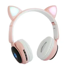 Дитячі навушники без дротів "Wireless earphone ST77M" Рожеві, bluetooth навушники з котячими вушками