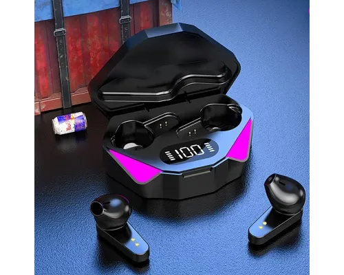 Ігрові геймерські бездротові навушники Bluetooth TWS X15 стереогарнітура з мікрофоном зарядним кейсом