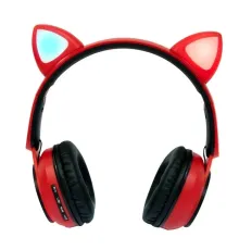 Навушники бездротові накладні "Wireless earphone ST77M" Червоні, дитячі бездротові навушники з вушками