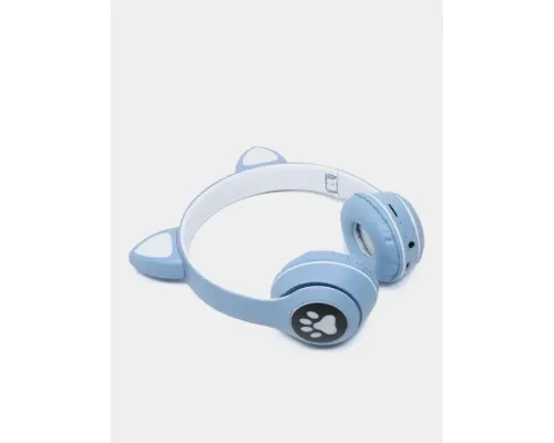 Навушники з котячими вушками бездротові та RGB-підсвіткою FM радіо, micro SD Cat MZ-023 Сині Навушники з котячими вушками бездротові та RGB-підсвіткою FM радіо, micro SD Cat MZ-023 Сині