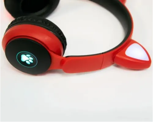 Навушники бездротові накладні "Wireless earphone ST77M" Червоні, дитячі бездротові навушники з вушками