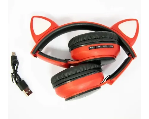 Навушники бездротові накладні "Wireless earphone ST77M" Червоні, дитячі бездротові навушники з вушками