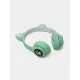 Навушники з котячими вушками Bluetooth і RGB-підсвіткою FM радіо, Підтримка карти пам'яті Cat MZ-023 Бірюзові