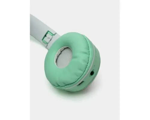 Навушники з котячими вушками Bluetooth і RGB-підсвіткою FM радіо, Підтримка карти пам'яті Cat MZ-023 Бірюзові