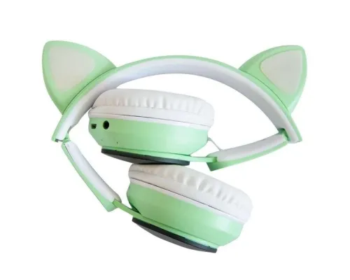 Бездротові навушники "Кошячі вушка" CatEar ST77M з підсвіткою RGB Bluetooth MP3 плеєр Green