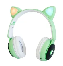 Бездротові навушники "Кошячі вушка" CatEar ST77M з підсвіткою RGB Bluetooth MP3 плеєр Green