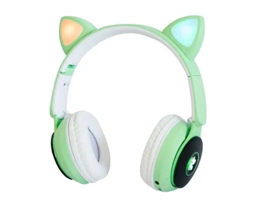Бездротові навушники "Кошячі вушка" CatEar ST77M з підсвіткою RGB Bluetooth MP3 плеєр Green