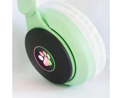 Бездротові навушники "Кошячі вушка" CatEar ST77M з підсвіткою RGB Bluetooth MP3 плеєр Green