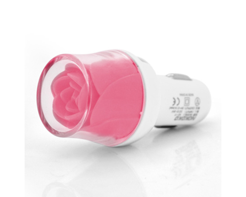 АЗУ NOKOKO Flower, 12V-USB, 5-5.5V, 2*USB, 10W, 2,1А, Pink, Пакет Q50