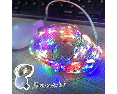 Гірлянда дріт музичний прозорий дріт USB RGB різнобарвний SF-4
