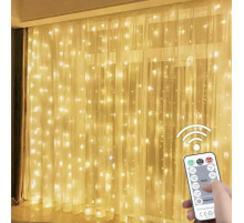 Світлодіодна гірлянда штора LED Light 3х2 метри від USB + пульт Теплий SF-19