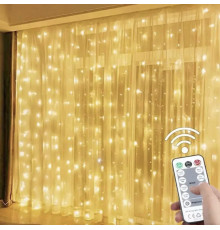 Светодиодная гирлянда штора LED Light 3х2 метра от USB + пульт Теплый SF-19
