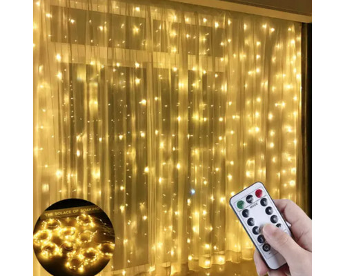 Светодиодная гирлянда штора LED Light 3х2 метра от USB + пульт Теплый SF-19