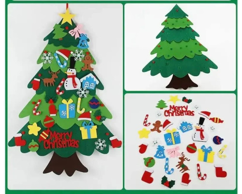 Дитяча Різдвяна ялинка з фетру Без іграшок Chrismas Free ялинка на стіну 95x70 см Дитяча Різдвяна ялинка з фетру Без іграшок Chrismas Free ялинка на стіну 95x70 см