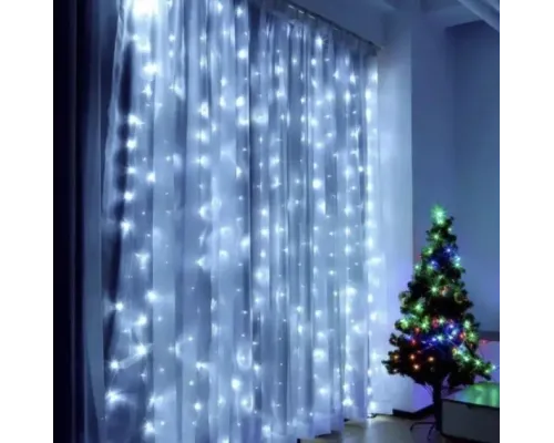 Гірлянда штора світлодіодна кімнатна 200 LED 3х2 м USB БІЛИЙ Гірлянда штора світлодіодна кімнатна 200 LED 3х2 м USB БІЛИЙ