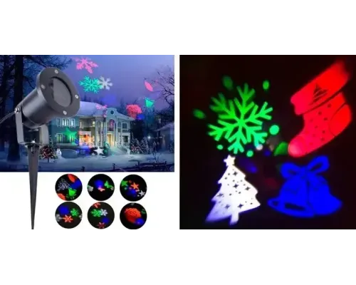 Вуличний лазерний проєктор із малюнками Festival Projection Lamp 12 pictures star shower Вуличний лазерний проєктор із малюнками Festival Projection Lamp 12 pictures star shower
