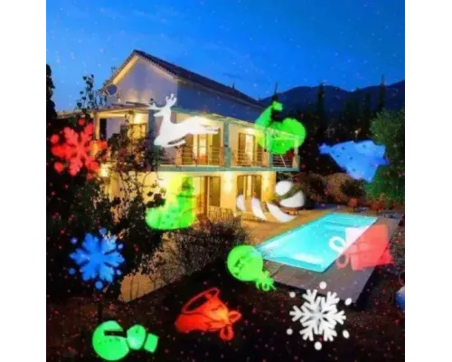 Вуличний лазерний проєктор із малюнками Festival Projection Lamp 12 pictures star shower Вуличний лазерний проєктор із малюнками Festival Projection Lamp 12 pictures star shower