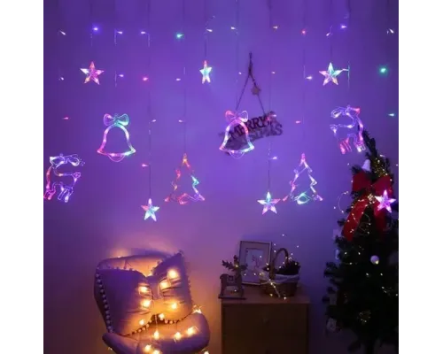 Гірлянда штора Мульти з формами дзвіночки 12 PCS light RGB
