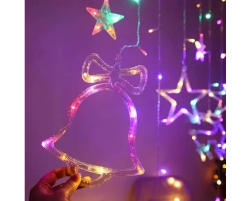 Гірлянда штора Мульти з формами дзвіночки 12 PCS light RGB