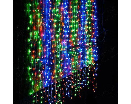 Гирлянда Водопад штора прозрачный провод 2х2м 320LED Мультиколор(сине-зелено-красный)