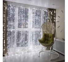 Гирлянда водопад 320 LED (RD7154) 3х2м с заглушкой (10х32) Белый (холодный