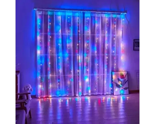 Світлодіодна гірлянда штора з пультом мультик 3х2 м від мережі 200 LED кімнатна гірлянда завіса на вікно Світлодіодна гірлянда штора з пультом мультик 3х2 м від мережі 200 LED кімнатна гірлянда завіса на вікно