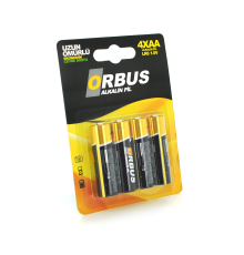 Батарейка лужна Orbus 1.5V AA/LR06, 4 штуки у блістері, ціна за блістер