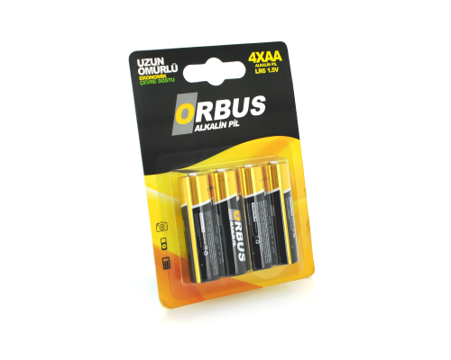 Батарейка лужна Orbus 1.5V AA/LR06, 4 штуки у блістері, ціна за блістер