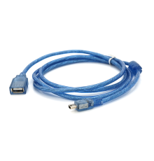 Кабель USB 2.0 AF / Mini-B OTG, 1.5m, прозорий синій