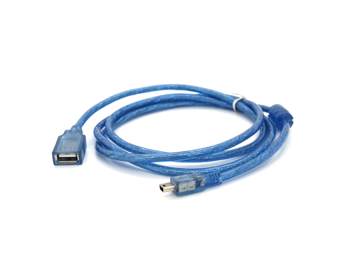 Кабель USB 2.0 AF / Mini-B OTG, 1.5m, прозорий синій