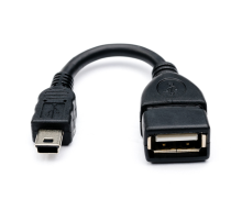 Кабель USB 2.0 AF/Mini-B OTG, 0,1m, чорний