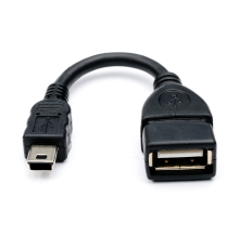 Кабель USB 2.0 AF/Mini-B OTG, 0,1m, чорний