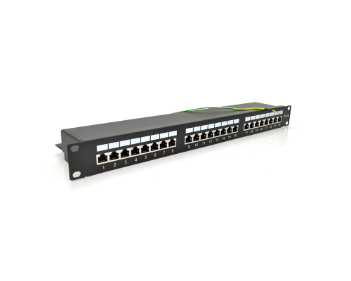 Патч-панель PiPo 24 порти FTP кат 5Е 19 "1U екранована чорна Q10