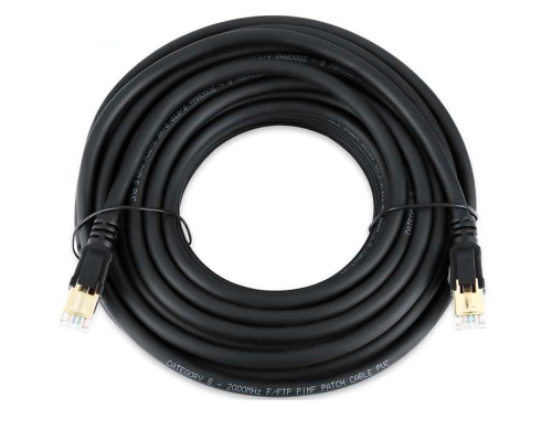 Патч-корд литий VEGGIEG, CCA, SSTP, RJ45, Cat.8, 15m, чорний