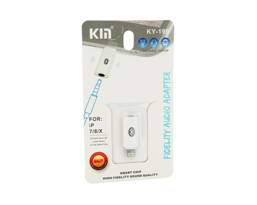 Перехідник KIN KY-196 Lighting(M) => Jack 3.5mm(F)+Bluetooth, White, Box