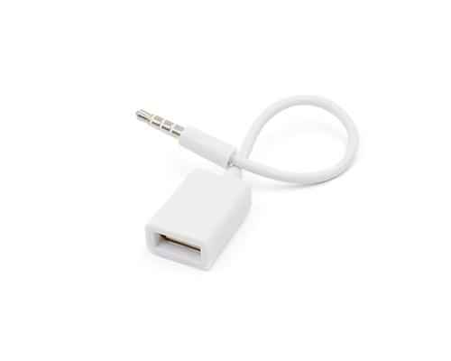 Перехідник USB2.0(F)=> Jack 3.5(M) Stereo, 0,3м, White, OEM