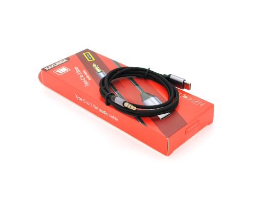 Перехідник KSC-427 Type-C(M) => Jack 3.5mm(M), 1м, Black/Silver, Box