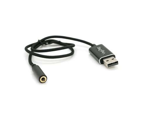 Перехідник для навушників VegGieg V-K201 USB2.0(M)-Jack3.5(F), Black, Box