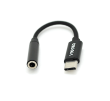 Перехідник VEGGIEG TC-201 Type-C(M) => Jack 3.5mm(F), 5см, Black, Пакет