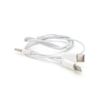 Кабель-перехідник JH-CM32 Jack 3.5mm(M) => Lighting(M)+Type-C(M), 1м, White, Box