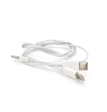 Кабель-перехідник JH-CM32 Jack 3.5mm(M) => Lighting(M)+Type-C(M), 1м, White, Box