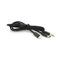 Перехідник KIN KY-233 Jack 3.5mm(M)=>Type-C(M) +Lighting(M), 110см, Black, Box