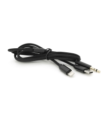 Перехідник KIN KY-233 Jack 3.5mm(M)=>Type-C(M) +Lighting(M), 110см, Black, Box