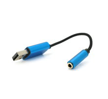 Перехідник для навушників KIN KY-210 USB2.0(M)-Jack3.5(F), Blue, Box