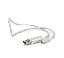 Перехідник для навушників VegGieg V-K202 USB2.0(M)-Jack3.5(F), Silver, Box