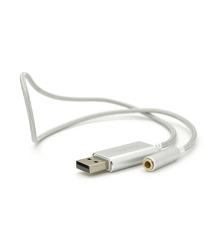 Перехідник для навушників VegGieg V-K202 USB2.0(M)-Jack3.5(F), Silver, Box