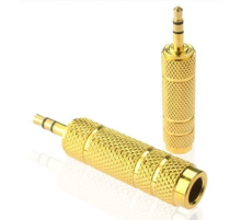 Перехідник Jack 3.5 (тато)/Jack 6.3 (мама) Stereo, Gold, метал, Q100